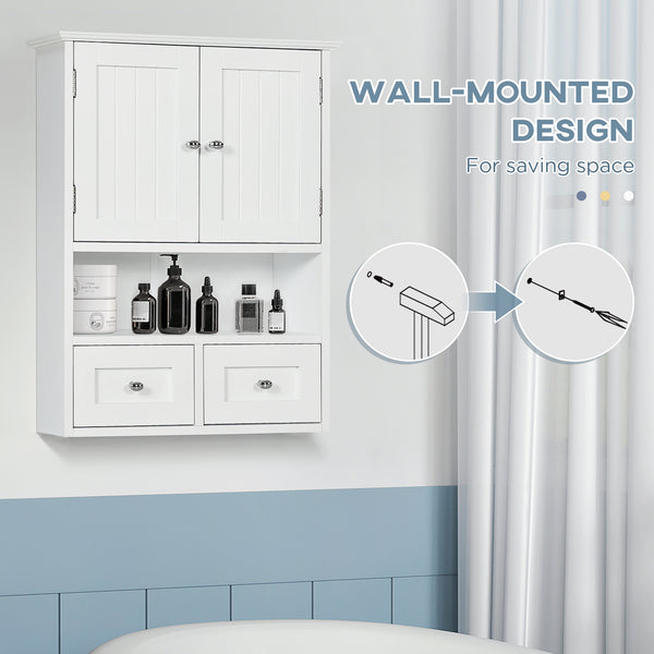 Armoire murale de salle de bain avec étagère, blanc