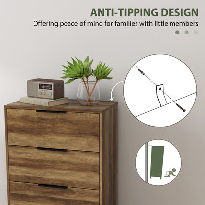 Commode HOMCOM pour chambre à coucher, tour de rangement à 4 tiroirs, commode pour couloir, entrée, placard, couleur naturelle