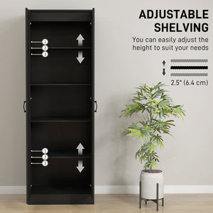 Armoire de rangement haute avec étagères réglables, noir