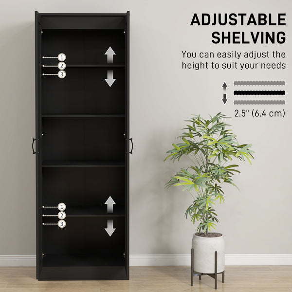 Armoire de rangement haute avec étagères réglables, noir
