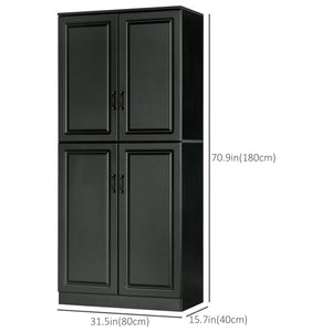 Meuble de rangement avec 4 portes battantes et étagères réglables, noir