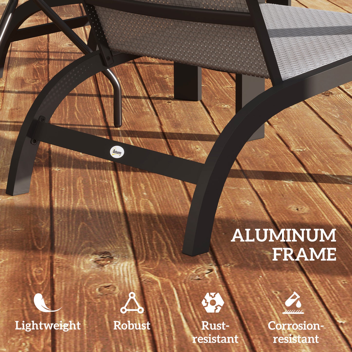 Lot de 2 chaises d'extérieur Adirondack Muskoka avec cadre en aluminium, assise en maille et dossier haut pour jardin et terrasse, gris foncé