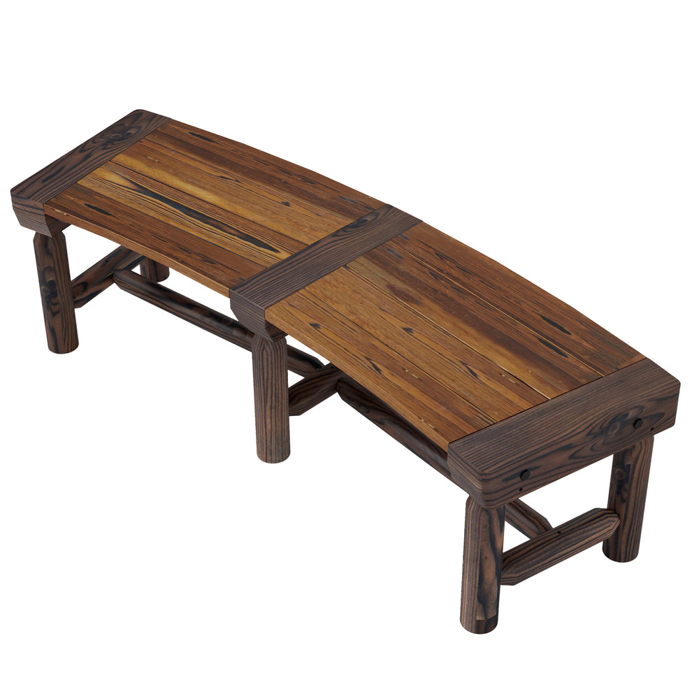 Banc d'extérieur en bois avec assise à lattes pour cour, marron