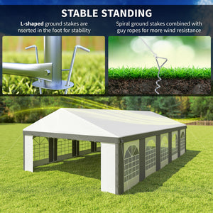 20'x33' Heavy Duty Large Party Tent & Carport with Removable Sidewalls, Portable Garage Canopy Tent, Grey