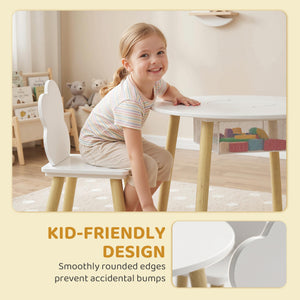 Ensemble table et chaises pour enfants 3 pièces, comprenant une table d'activités, des chaises en forme de nuage et un sac en filet.