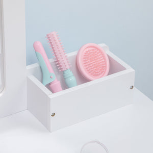 Coiffeuse pour enfants avec miroir et tabouret, blanche