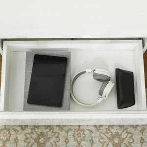 Table de chevet moderne avec 2 tiroirs et éclairage LED RVB, blanc