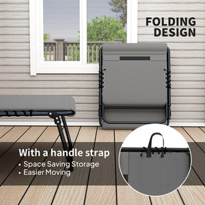 Lot de 2 chaises longues pliantes, inclinables avec coussin à séchage rapide, appuie-tête et poche latérale, gris clair