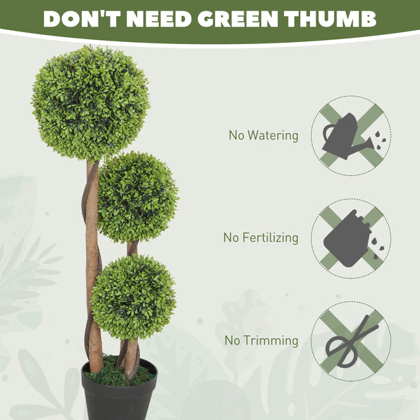 Ensemble de 2 arbres artificiels en buis à 3 boules de 90 cm avec pots – Vert clair