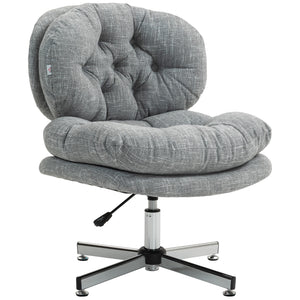 Office chair without armrests with wide padded seat and adjustable height, grey.