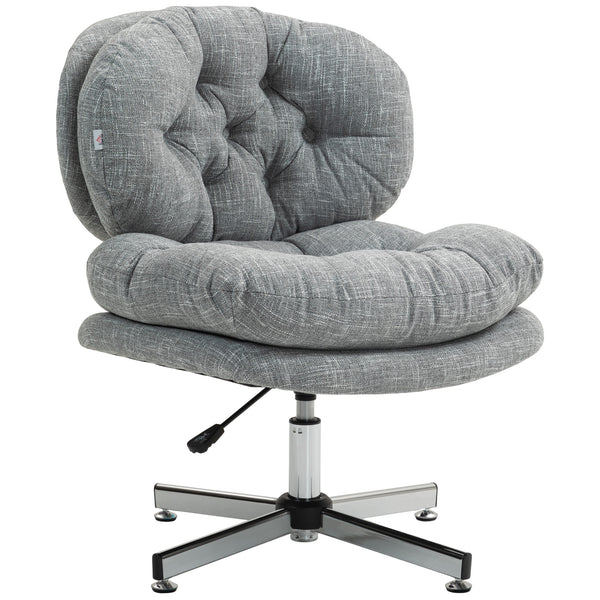 Office chair without armrests with wide padded seat and adjustable height, grey.