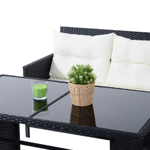Ensemble de canapé d'extérieur 6 pièces en rotin, blanc