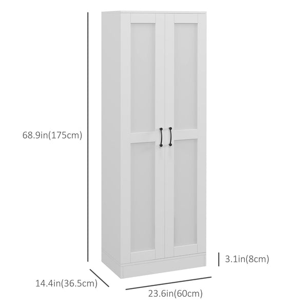 Meuble garde-manger avec rangement et étagères réglables, blanc