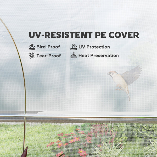 Serre tunnel d'extérieur avec parois latérales en filet enroulable