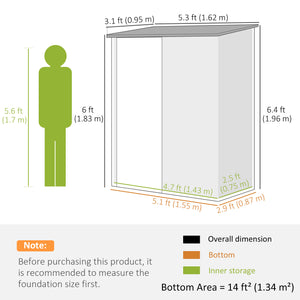 Abri de jardin en acier avec porte verrouillable simple, marron