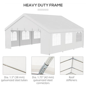 Heavy Duty Party Tent, 19.5' x 19' Large Sun Shade Canopy Tent for Parties, Events, BBQ Grill, White