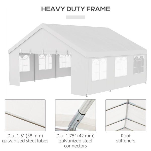 Heavy Duty Party Tent, 19.5' x 19' Large Sun Shade Canopy Tent for Parties, Events, BBQ Grill, White
