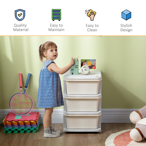 3-Tier Kids Toy Organizer, Cream White
