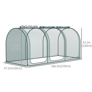 Protective plant cage with 3 zippered doors and 4 ground stakes