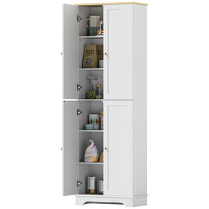 Armoire de rangement de 183 cm de haut, avec étagères réglables, 4 portes, blanc