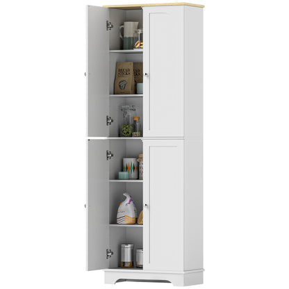 Armoire de rangement de 183 cm de haut, avec étagères réglables, 4 portes, blanc