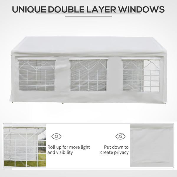 20’ x 10’ Heavy Duty Party Tent Outdoor Carport Canopy Shelter Gazobo with Sidewall, Zipper Door and Windows, White