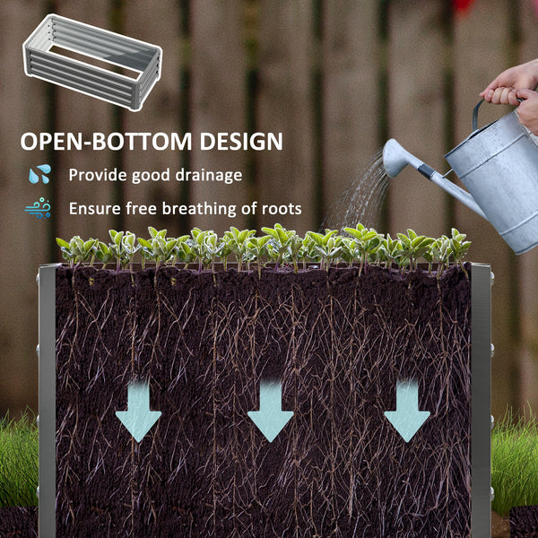 Jardinières surélevées galvanisées, lot de 2, pour fleurs et légumes, gris clair