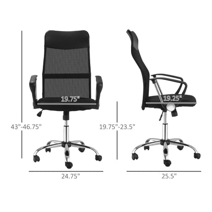 Mesh Office Chair, High Back, Swivel, Adjustable Height, Casters, Black