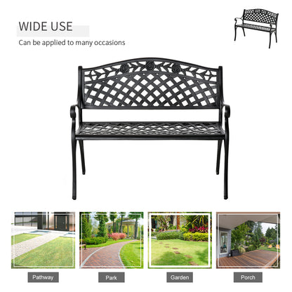 Banc de jardin d'extérieur avec cadre en aluminium et accoudoirs