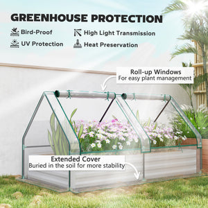 Jardinière surélevée en métal avec couvercle intégrée pour herbes aromatiques et légumes, transparente et argentée