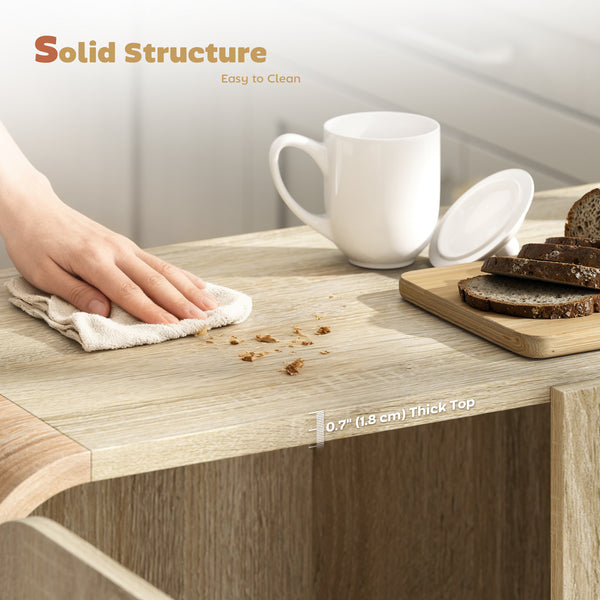 Buffet de rangement moderneavec portes à fermeture douce et étagères réglables, en bois naturel