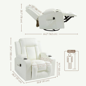 Fauteuil à bascule massant pivotant, blanc crème