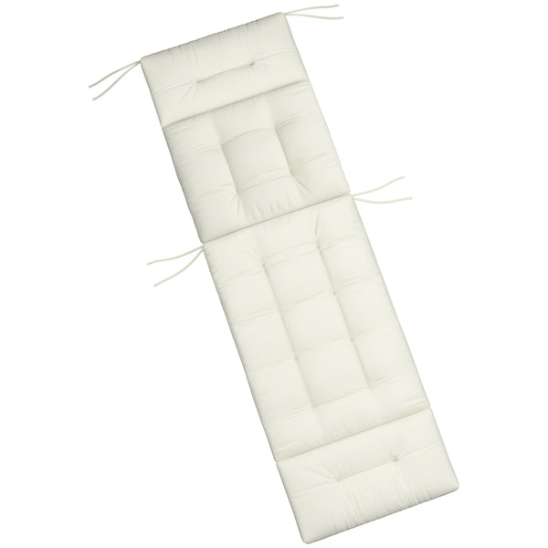 Coussin de chaise longue de 12,7 cm d'épaisseur avec dossier, rembourrage en coton, blanc crème