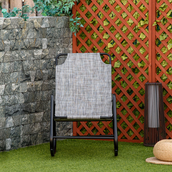 Garden Rocking Chair, Outdoor Indoor Texteline Rocker for Patio, Balcony, Porch, Grey