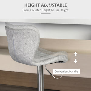 HOMCOM Lot de 2 tabourets de bar pivotants à hauteur réglable avec repose-pieds pour cuisine, salle à manger, pub, gris