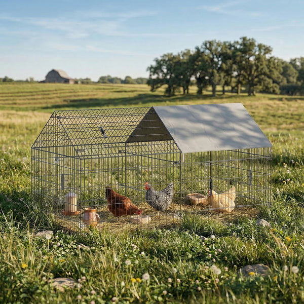 Metal chicken coop with water and UV resistant cover for 2 to 3 chickens