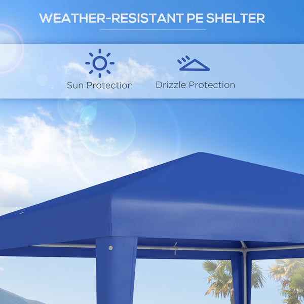 9' x 9' Portable Canopy Party Tent Gazebo Outdoor Sunshade for Weddings Parties with Dressed Legs, Blue