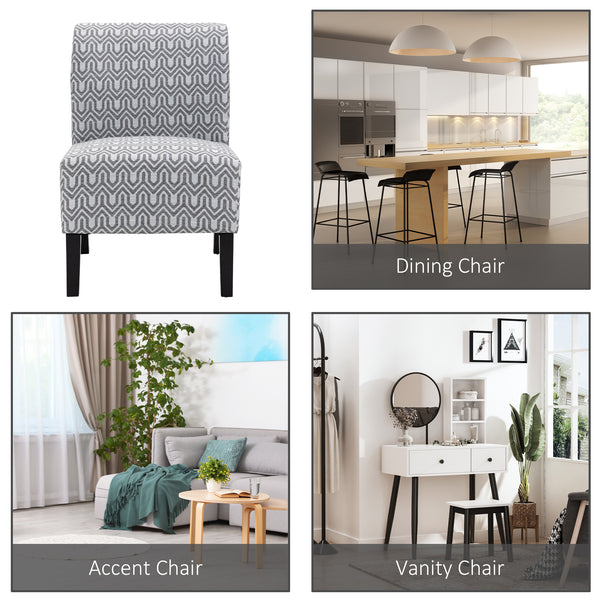 Fauteuil d'appoint sans accoudoirs avec pieds en bois, gris