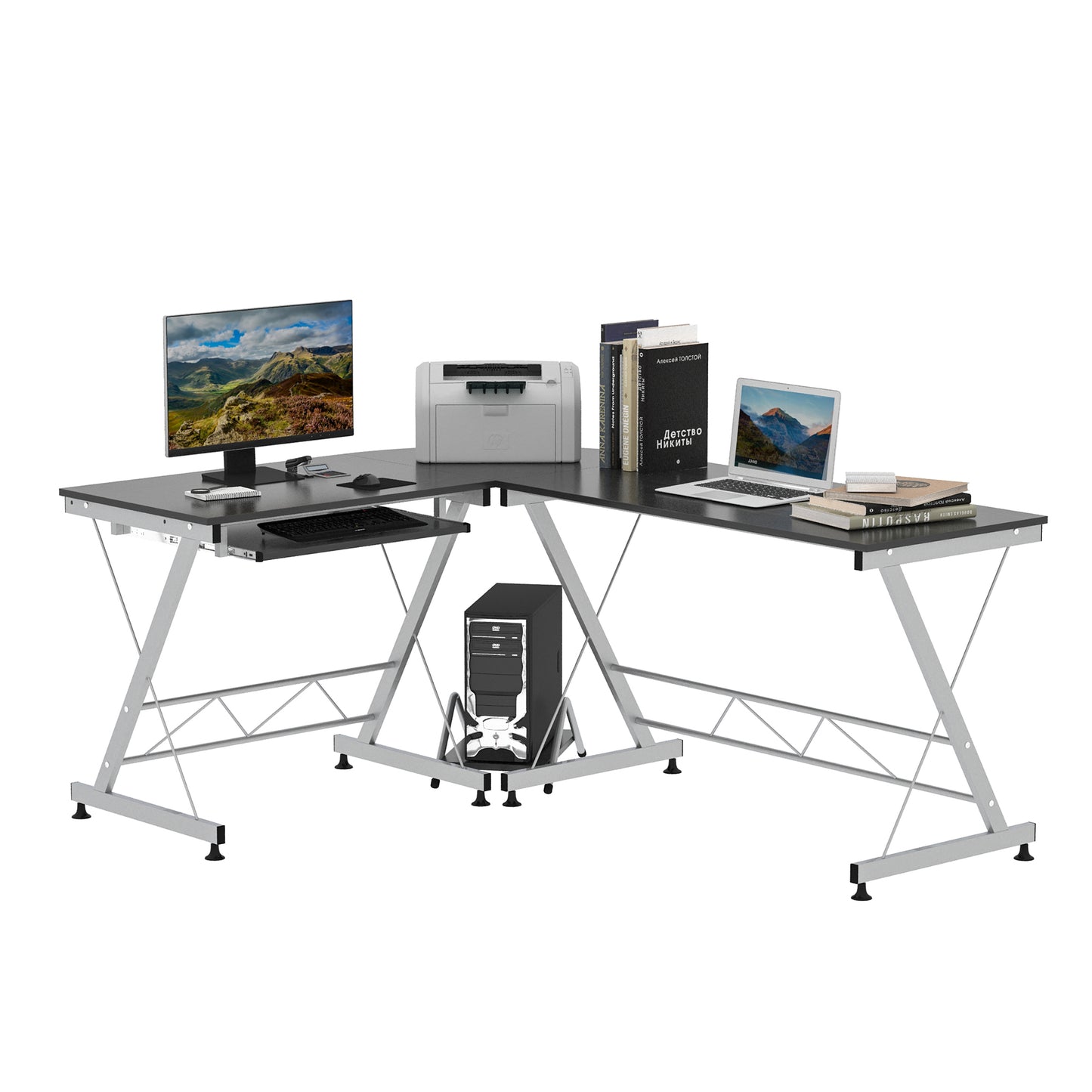 L-shaped computer desk, home office furniture