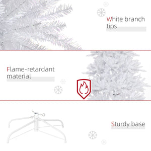 HOMCOM 7FT White Artificial Christmas Tree with 1823 Tips &amp; Foldable Stand - Perfect for Indoor Holiday Decor |
