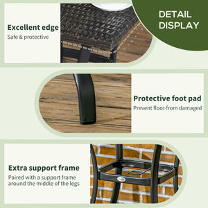 Table basse d'extérieur en résine tressée avec trou pour parasol, marron