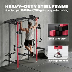 Cage de musculation pliable avec poulies, 1 540 lb