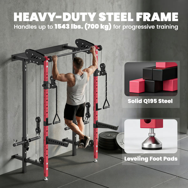 Cage de musculation pliable avec poulies, 1 540 lb