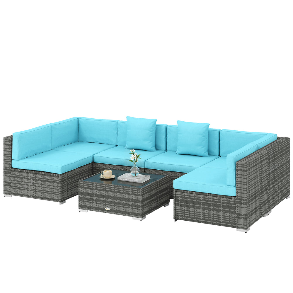 Ensemble de mobilier 7 pièces en rotin PE avec canapé d'angle