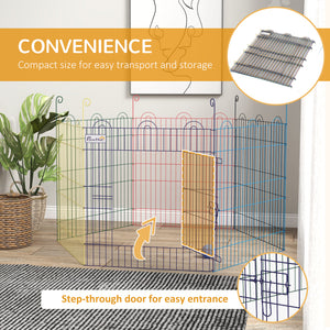Hexagonal portable metallic playpen, multicolored
