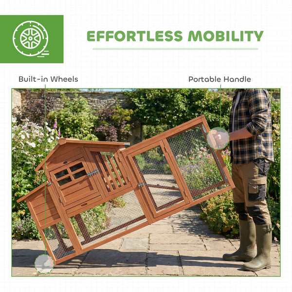 Poulailler mobile en bois avec enclos et plateau amovible pour 1 à 2 poules