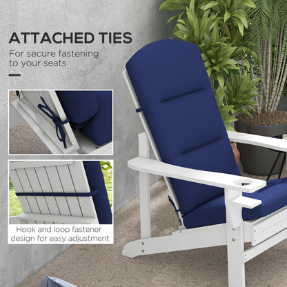 Coussins de remplacement pour chaise de patio Adirondack, avec dossier et attaches, lot de 2, bleu