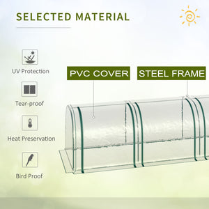 Portable tunnel greenhouse with 4 zippered doors, transparent