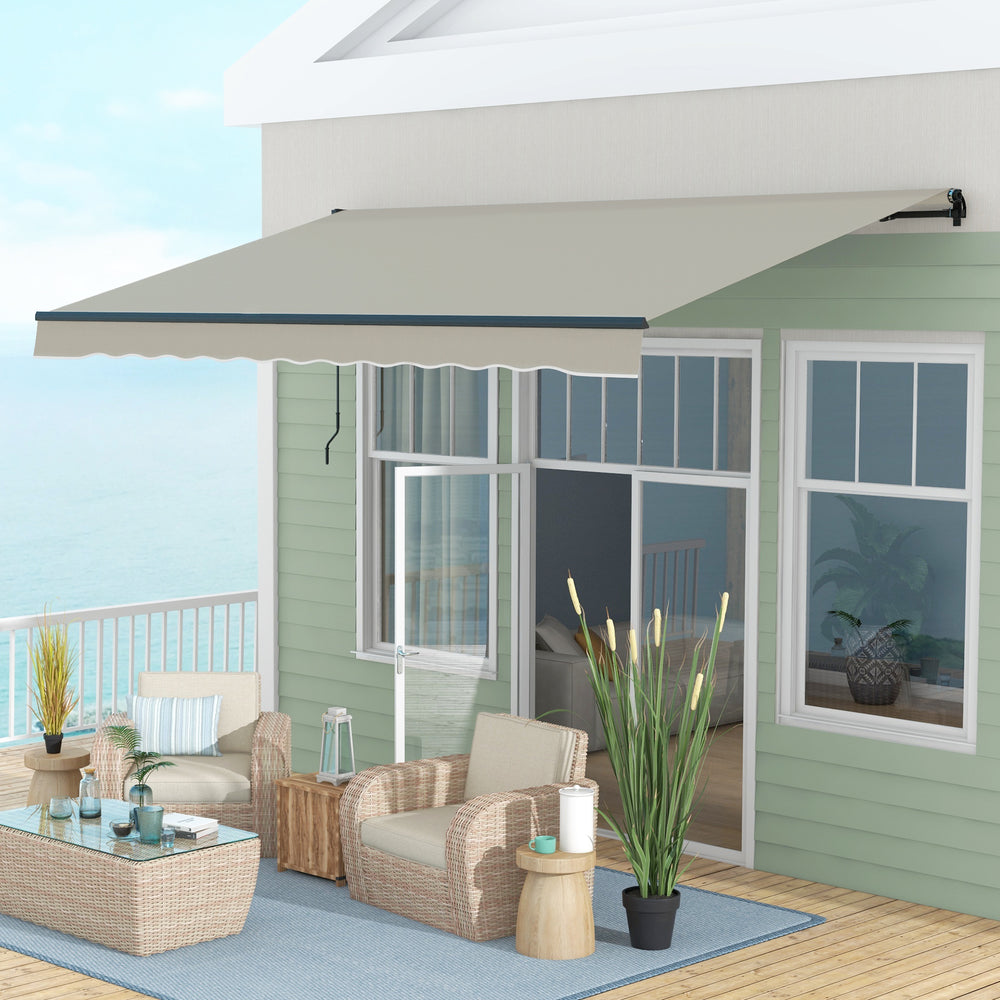 Store banne rétractable de 13 x 9,8 pieds, gris clair