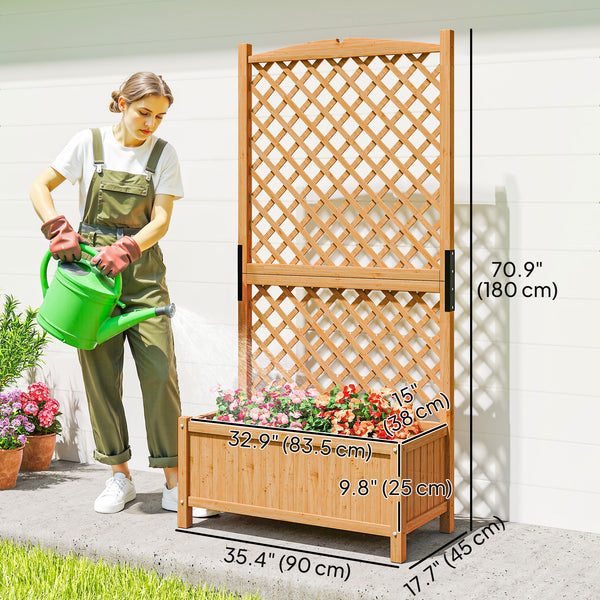 Jardinière surélevée avec treillis en bois